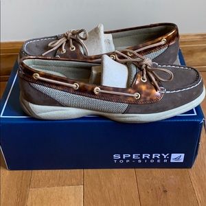 Sperry Topsider - brown leather/tortoise- size 8.5